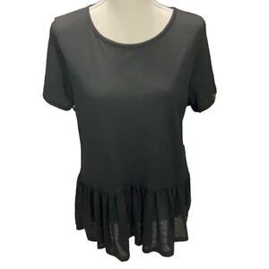 Olivia Rae New York NWT Black Short Sleeve Peplum Pullover Top Size Large